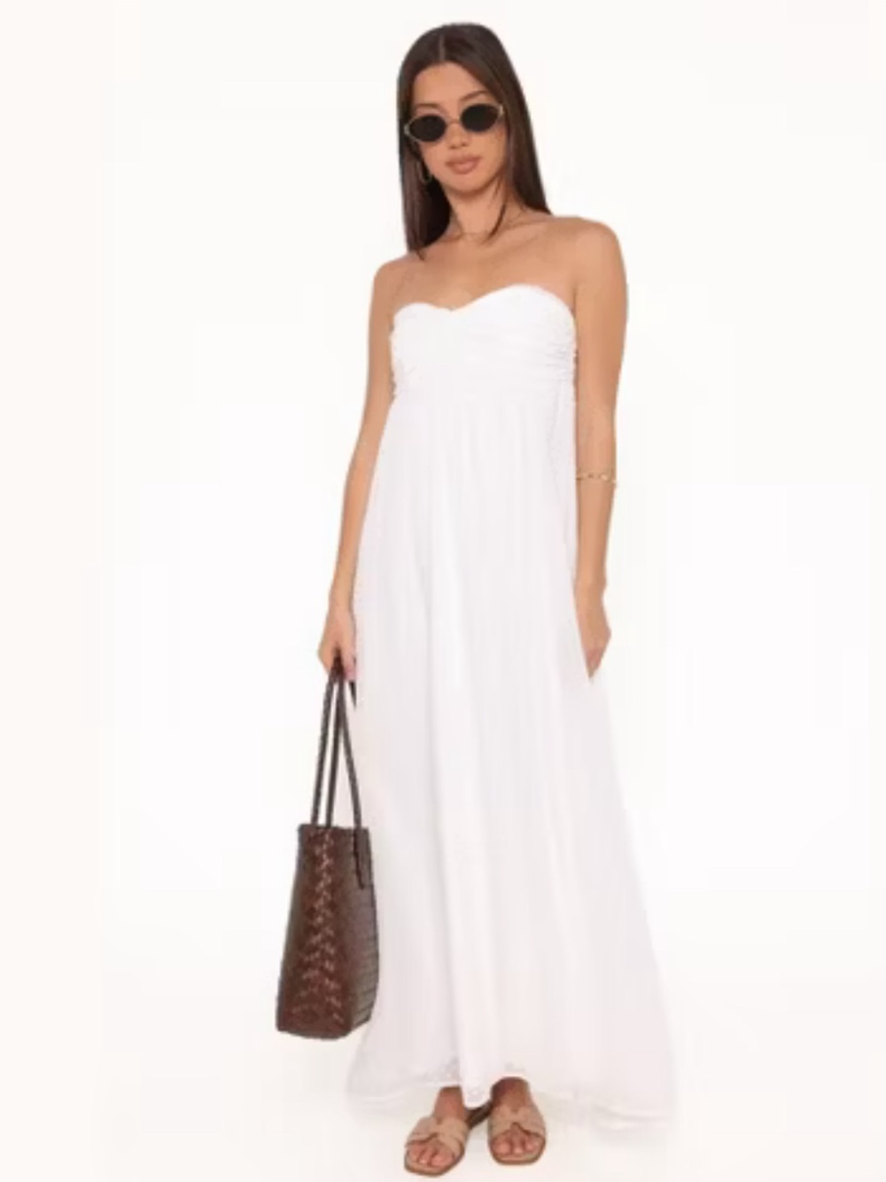 Petal and Pup Women's Vee Strapless Maxi Dress White XL NWT